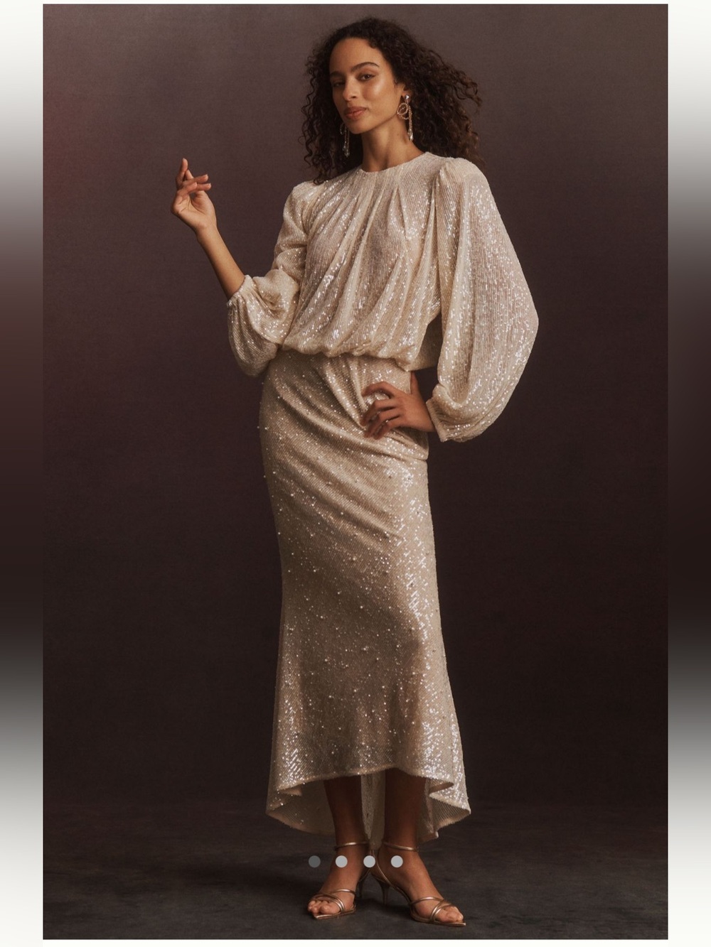 Mare Mare Sequin Long Sleeve Maxi dress 
Anthropology